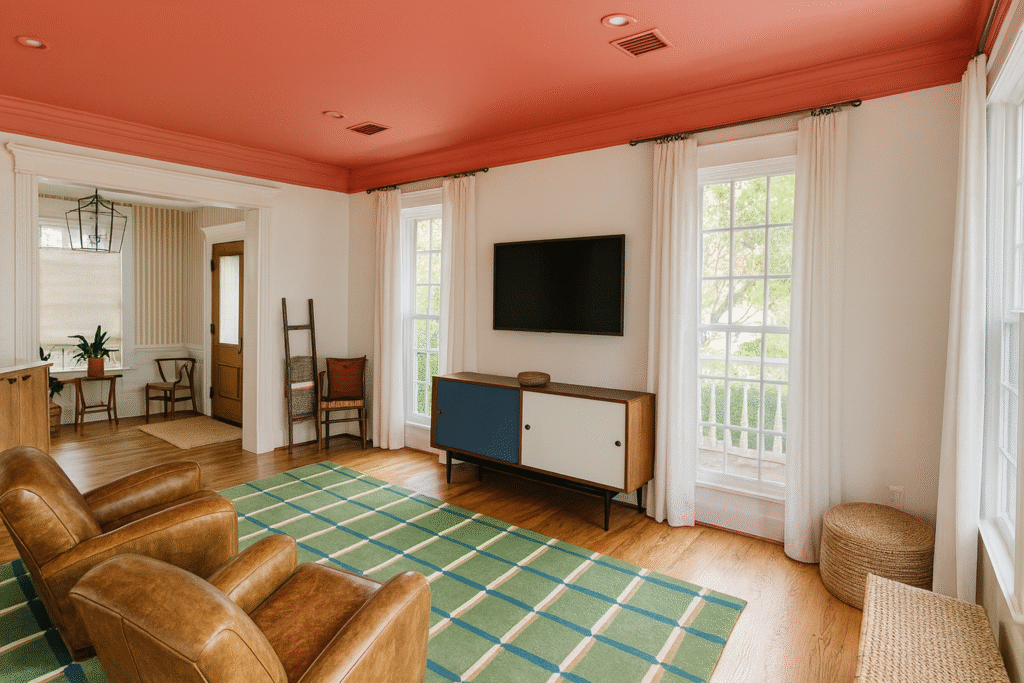 living room after recurring cleaning
